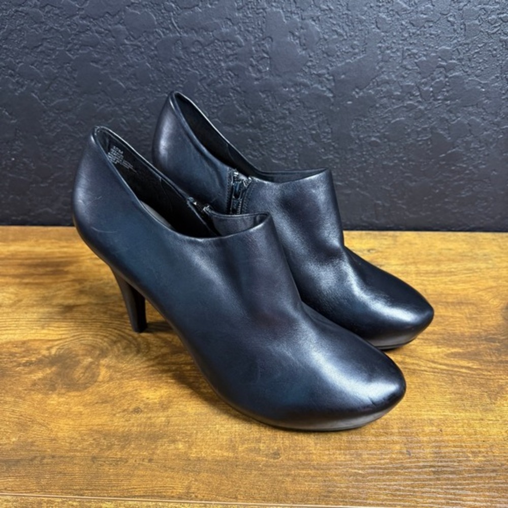 Worthington 023-5720 Black Leather Ankle Bootie Shootie Womens Size 10M